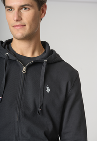 Felpa in cotone con cappuccio e chiusura zip