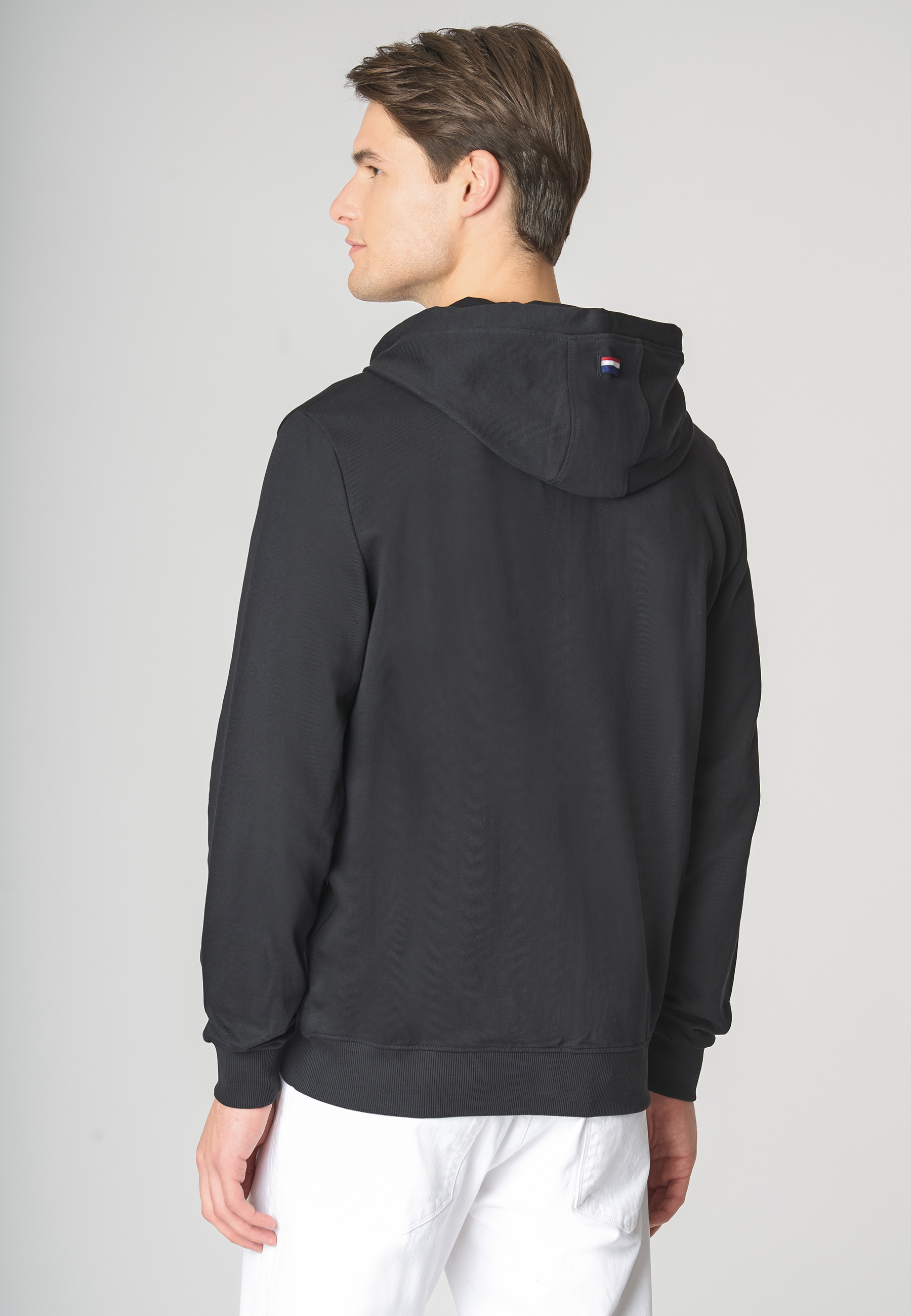 Felpa in cotone con cappuccio e chiusura zip