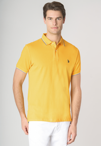 Polo shirt a maniche corte in cotone light con dettagli su maniche e colletto
