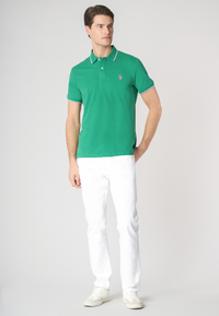 Polo shirt a maniche corte in cotone light con dettagli su maniche e colletto
