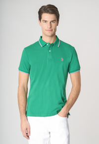 Polo shirt a maniche corte in cotone light con dettagli su maniche e colletto