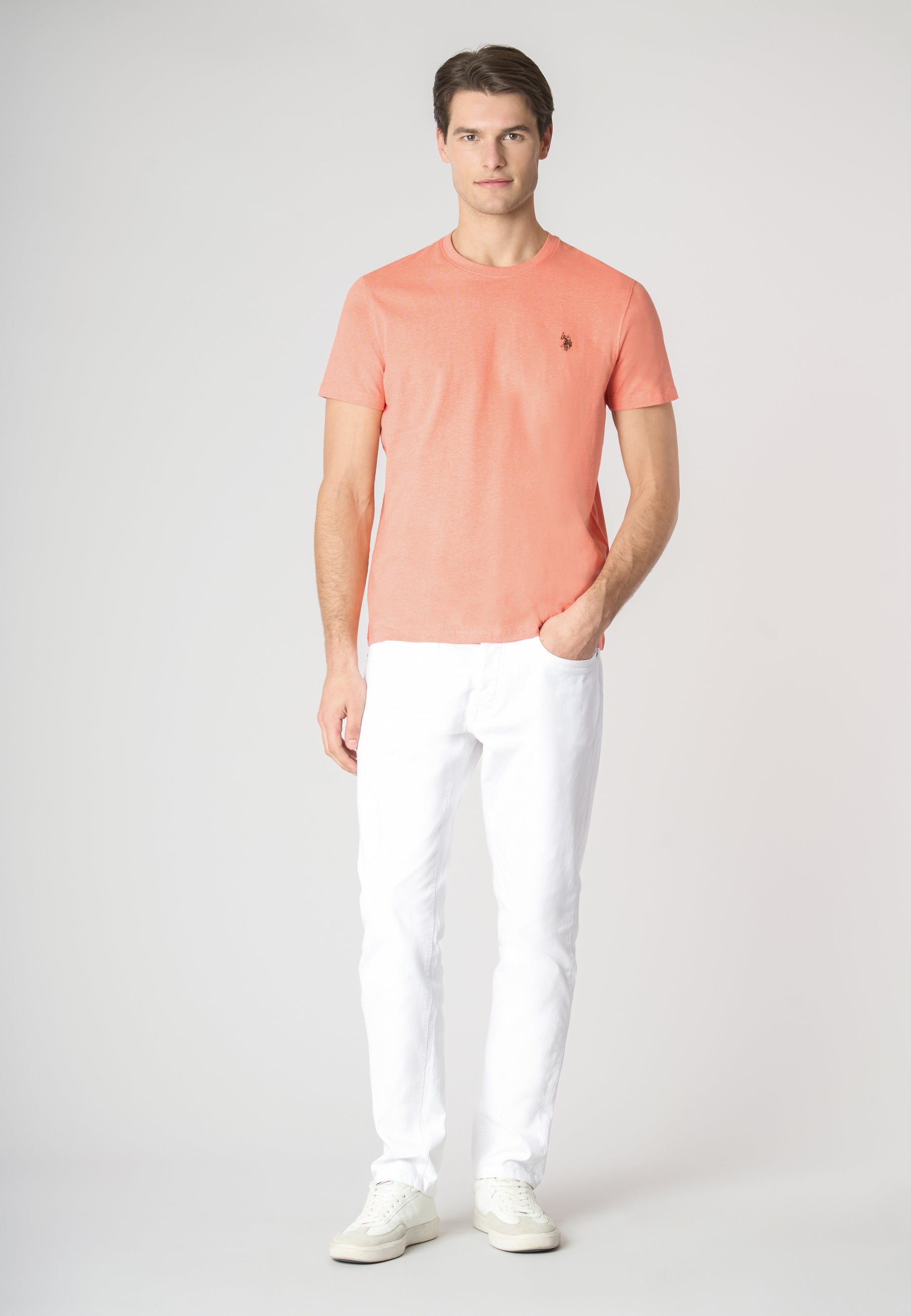 T-shirt a maniche corte in cotone melange premium quality con logo