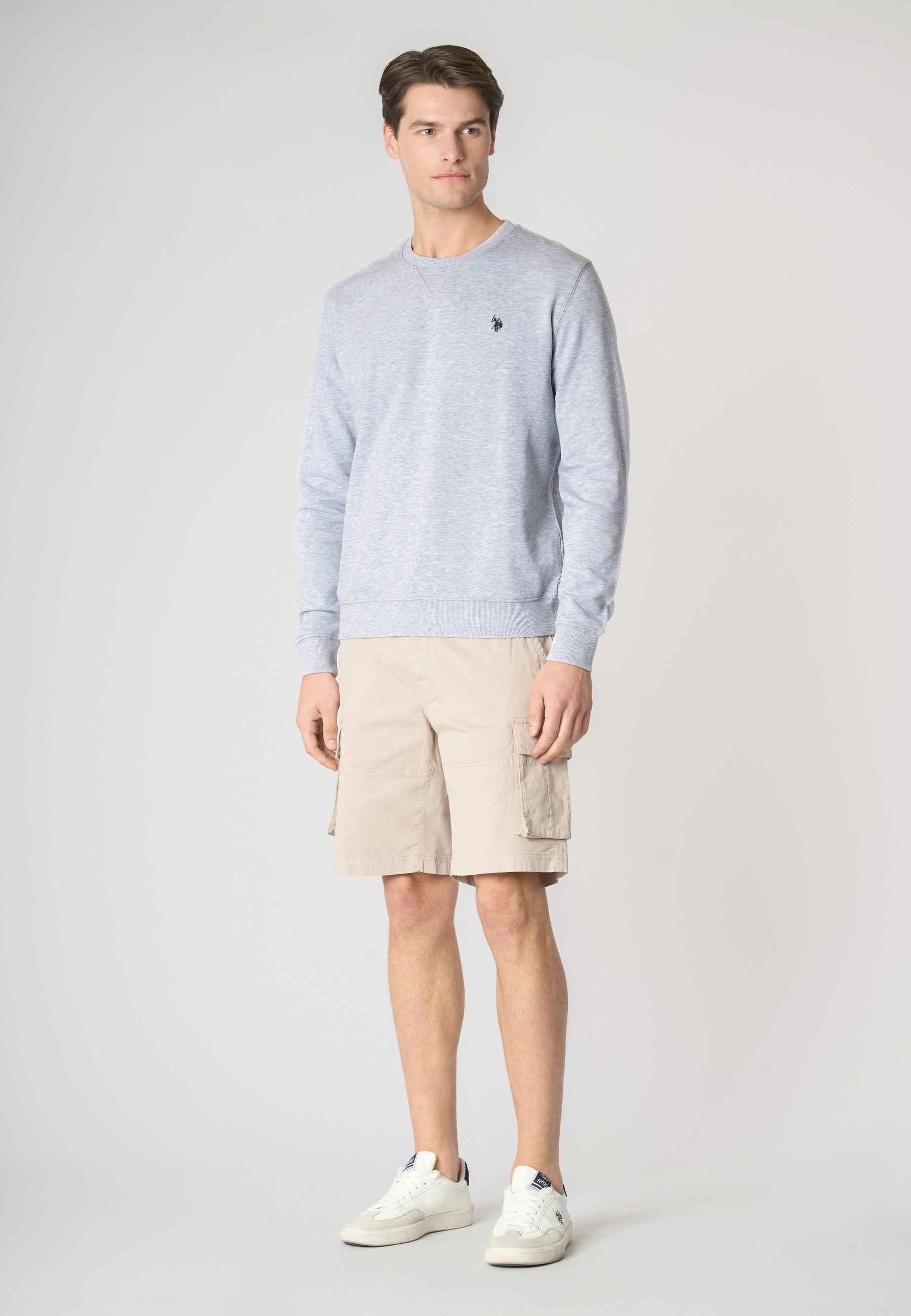 Felpa girocollo in cotone melange con logo