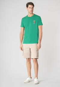 T-shirt a maniche corte in cotone piquet con logo colorato