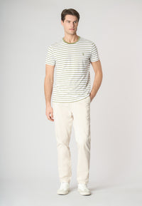 T-shirt a maniche corte a righe in misto cotone e lino