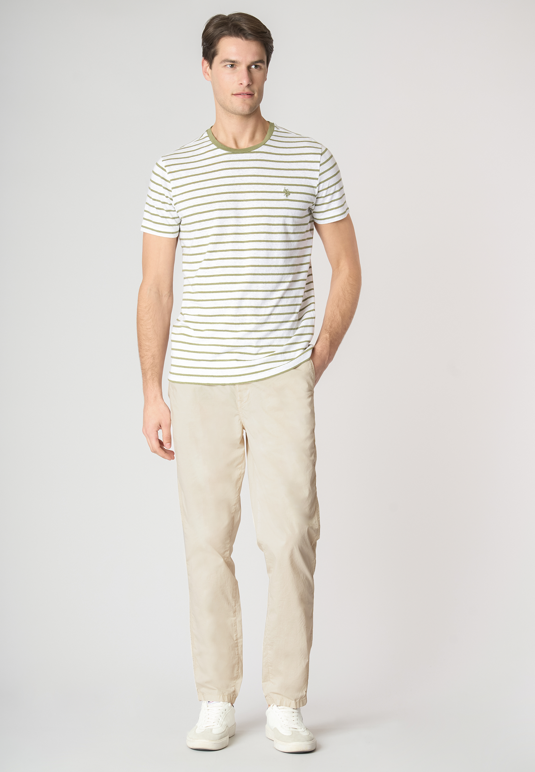 Pantalone chino in cotone stretch popeline