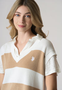 Gilet a costine con scollo a V in cotone