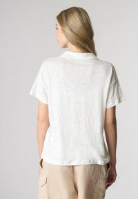 Polo a maniche corte con scollo a V in lino premium quality