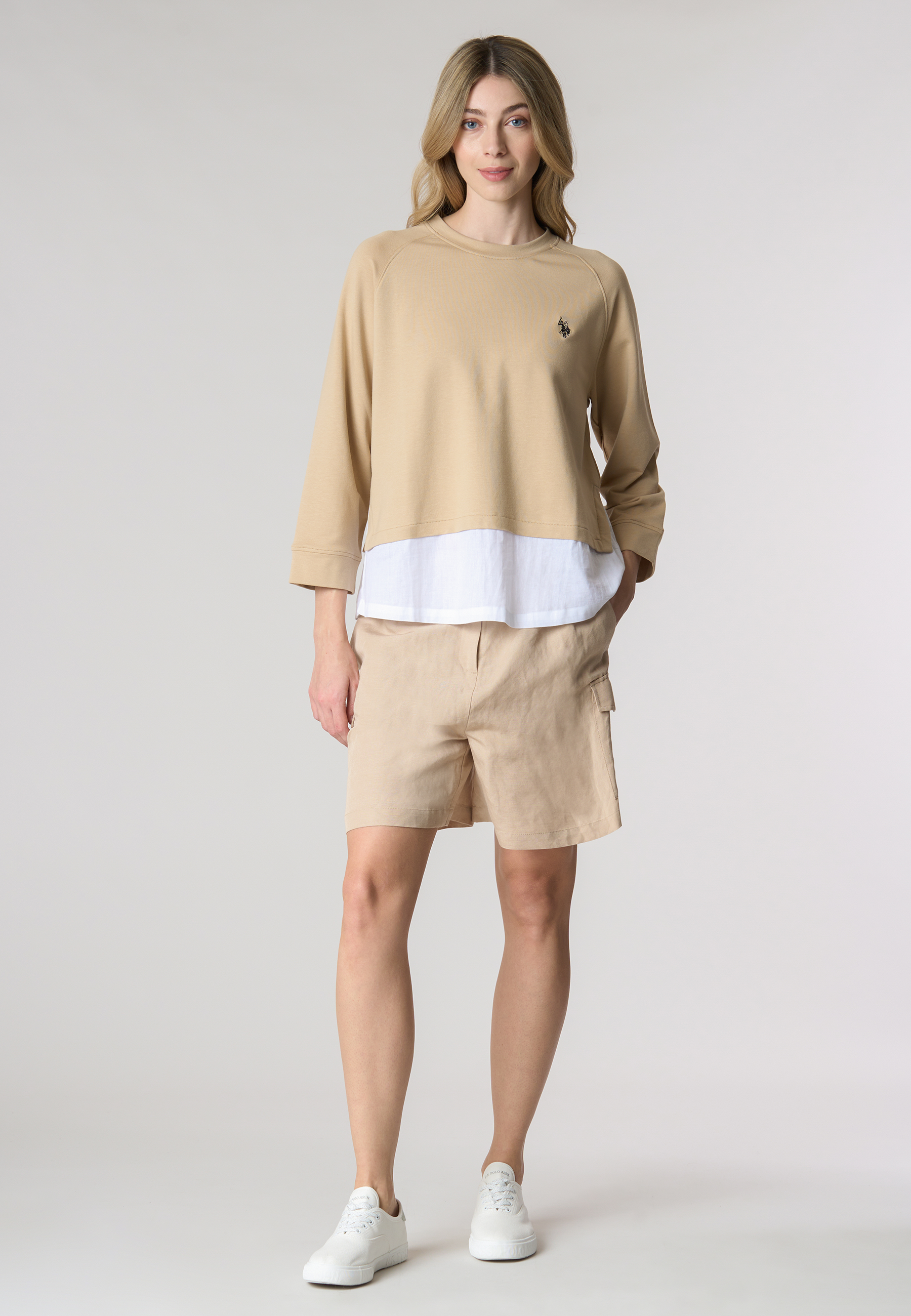 Felpa french terry girocollo in misto cotone e modal