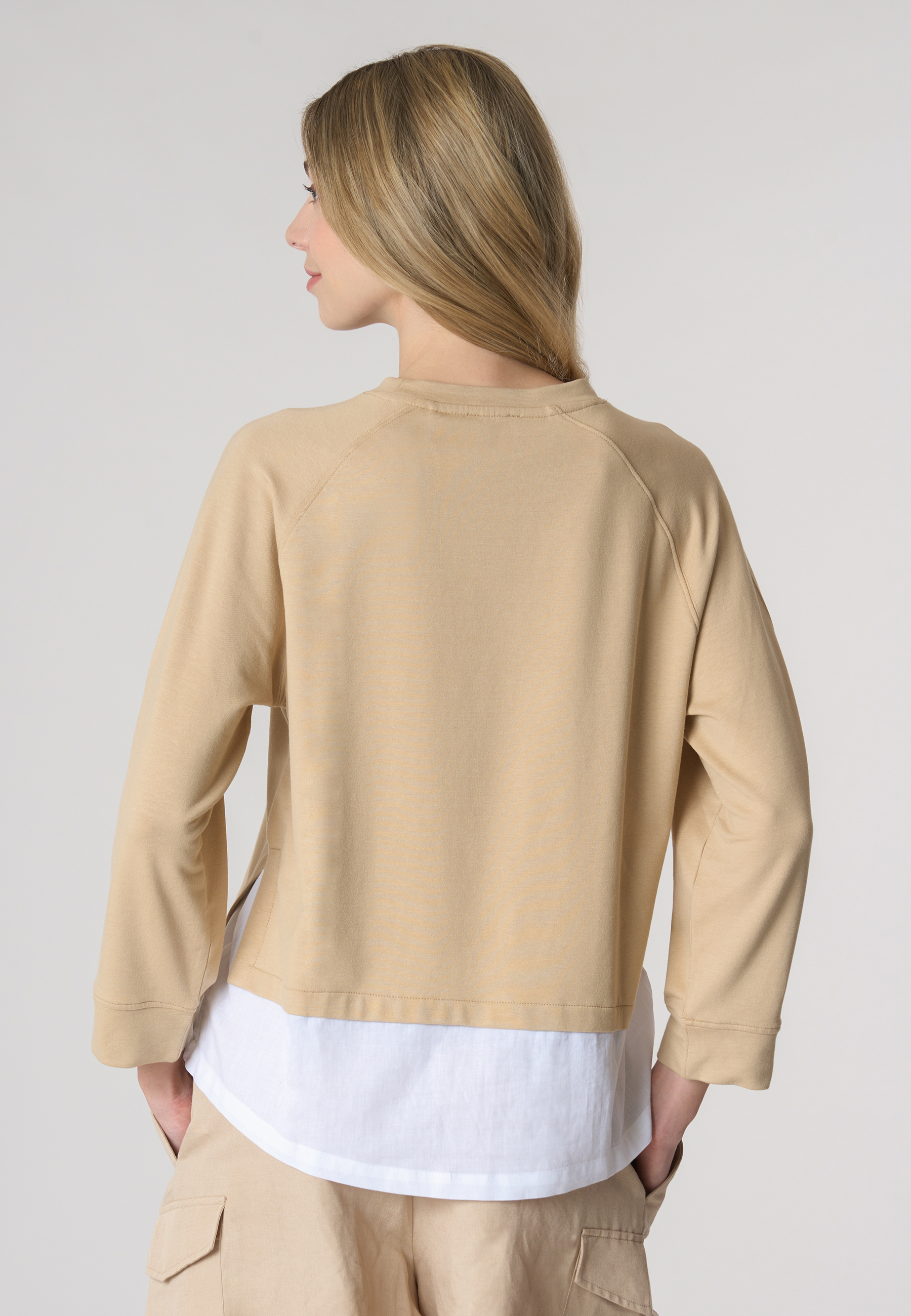 Felpa french terry girocollo in misto cotone e modal