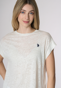 T-shirt girocollo smanicata in lino premium quality