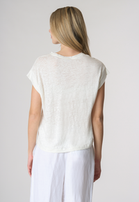 T-shirt girocollo smanicata in lino premium quality