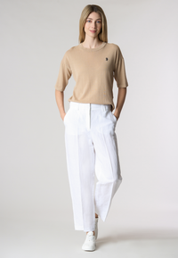 Maglia girocollo a maniche corte in cotone crepe premium quality