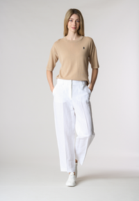 Pantalone in misto viscosa e lino