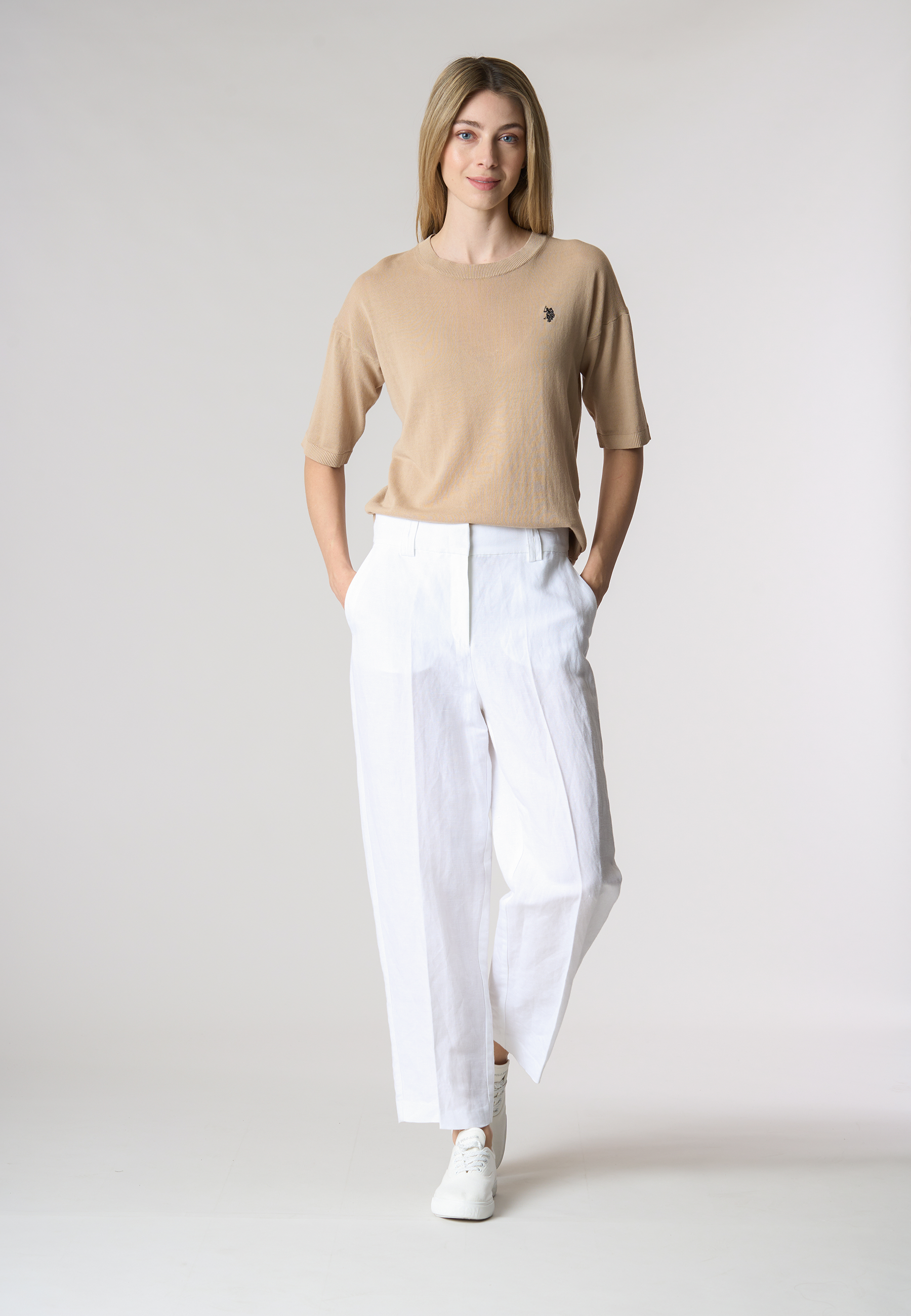 Pantalone in misto viscosa e lino