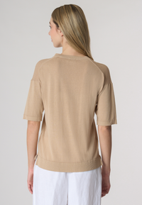 Maglia girocollo a maniche corte in cotone crepe premium quality