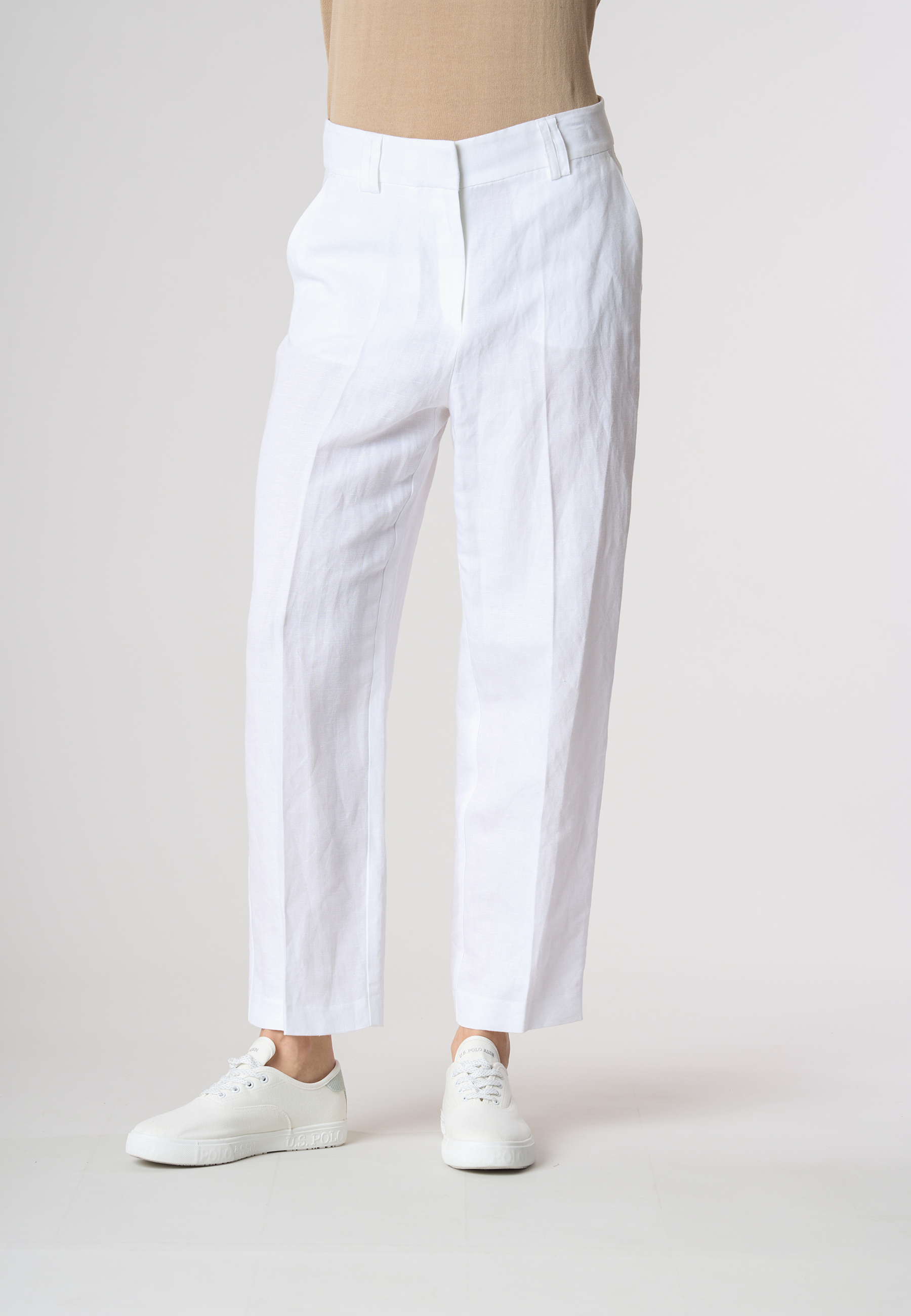 Pantalone in misto viscosa e lino