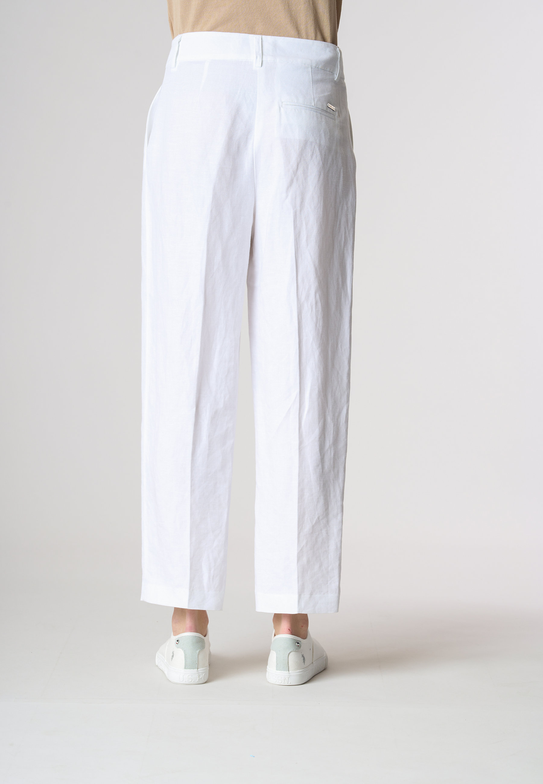 Pantalone in misto viscosa e lino