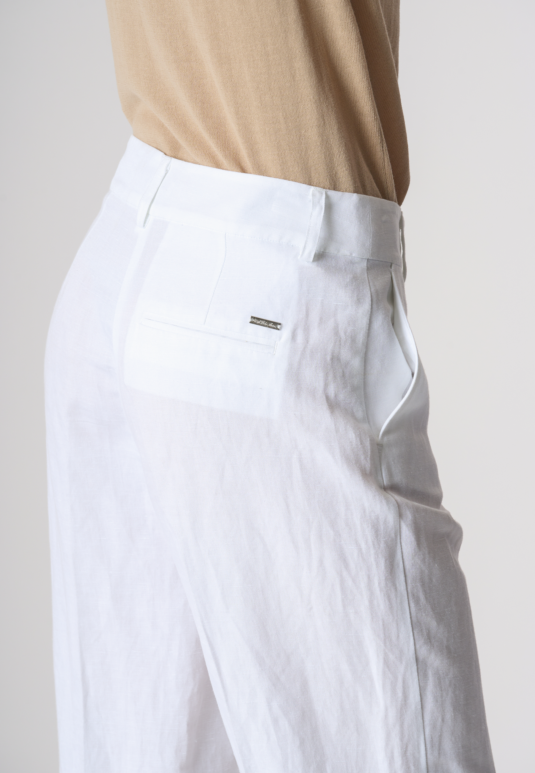 Pantalone in misto viscosa e lino