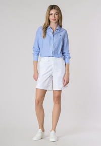 Camicia a righe in misto cotone e lino