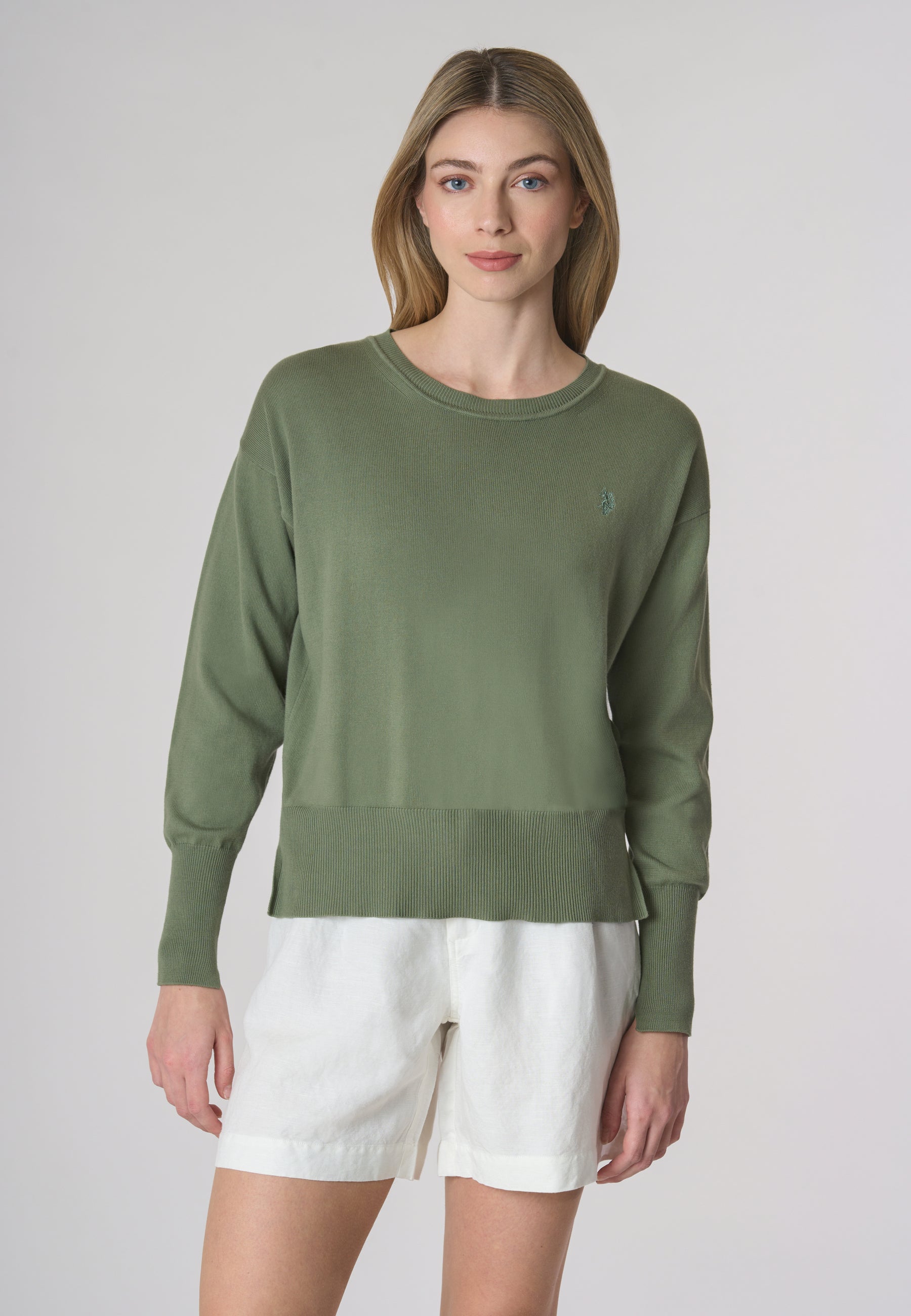 Maglia girocollo in cotone overdyed