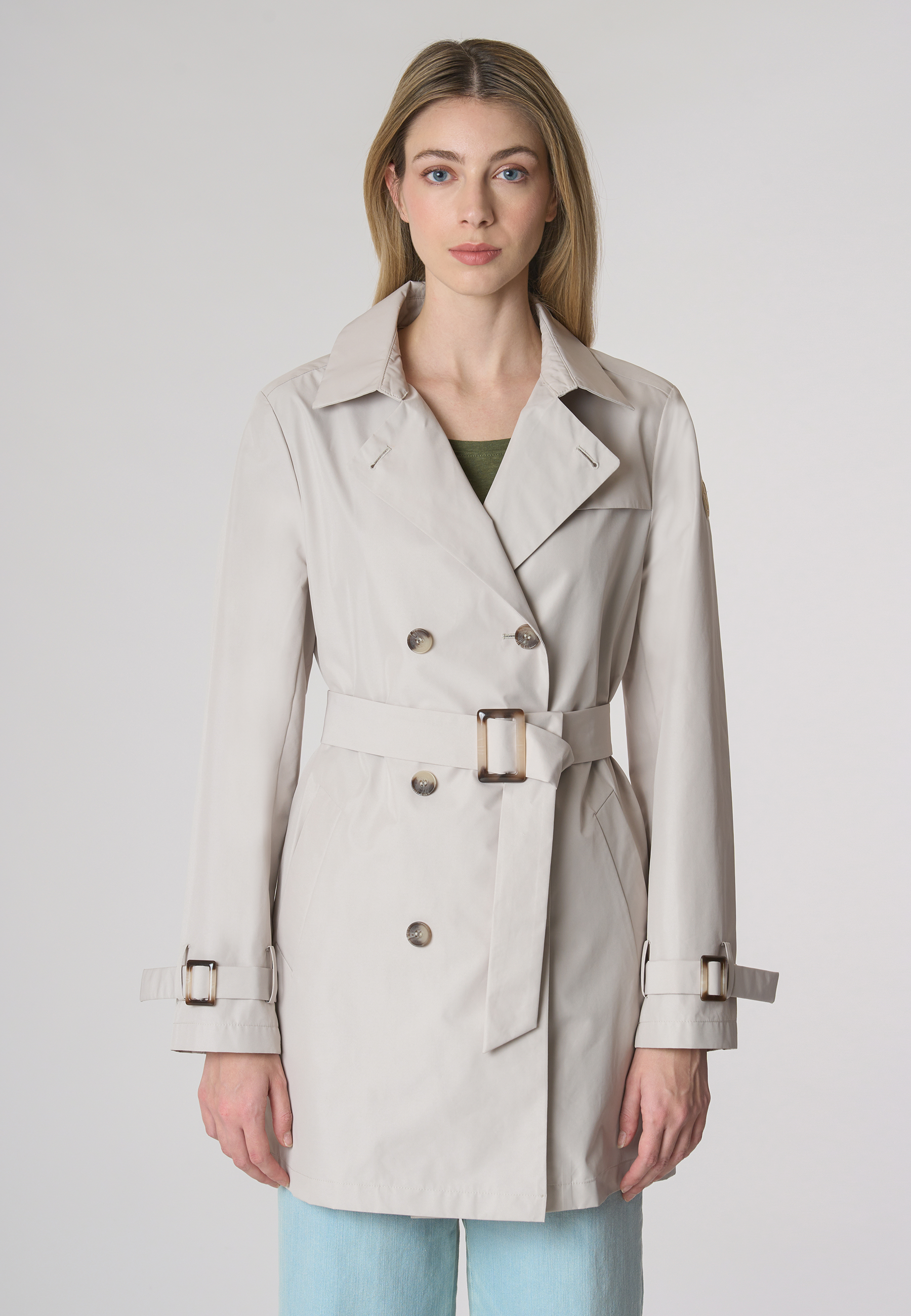 Trench doppiopetto con cintura in tessuto membrana poly premium quality