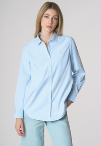 Camicia a righe in misto cotone popeline
