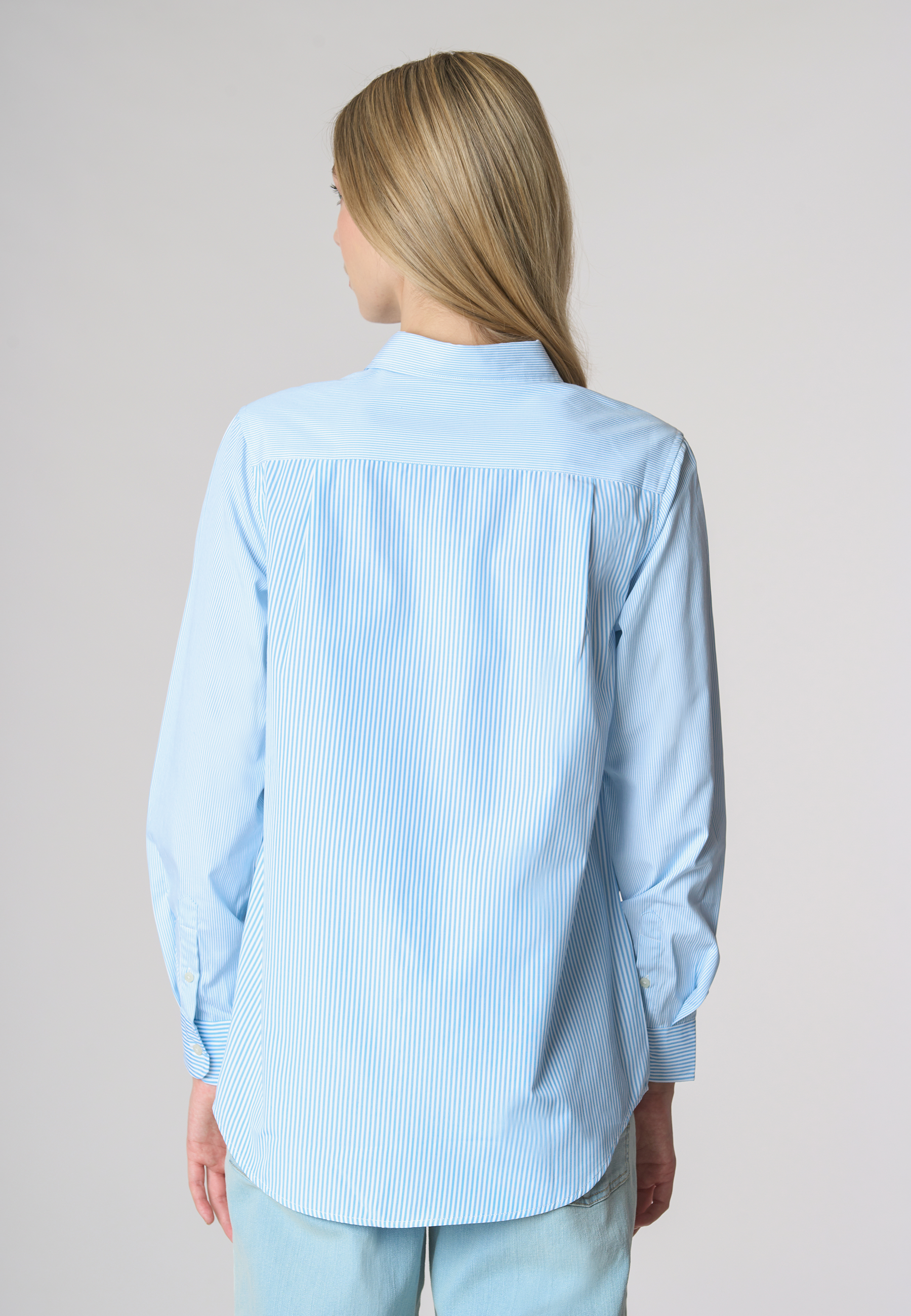 Camicia a righe in misto cotone popeline