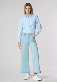 Camicia a righe in misto cotone popeline