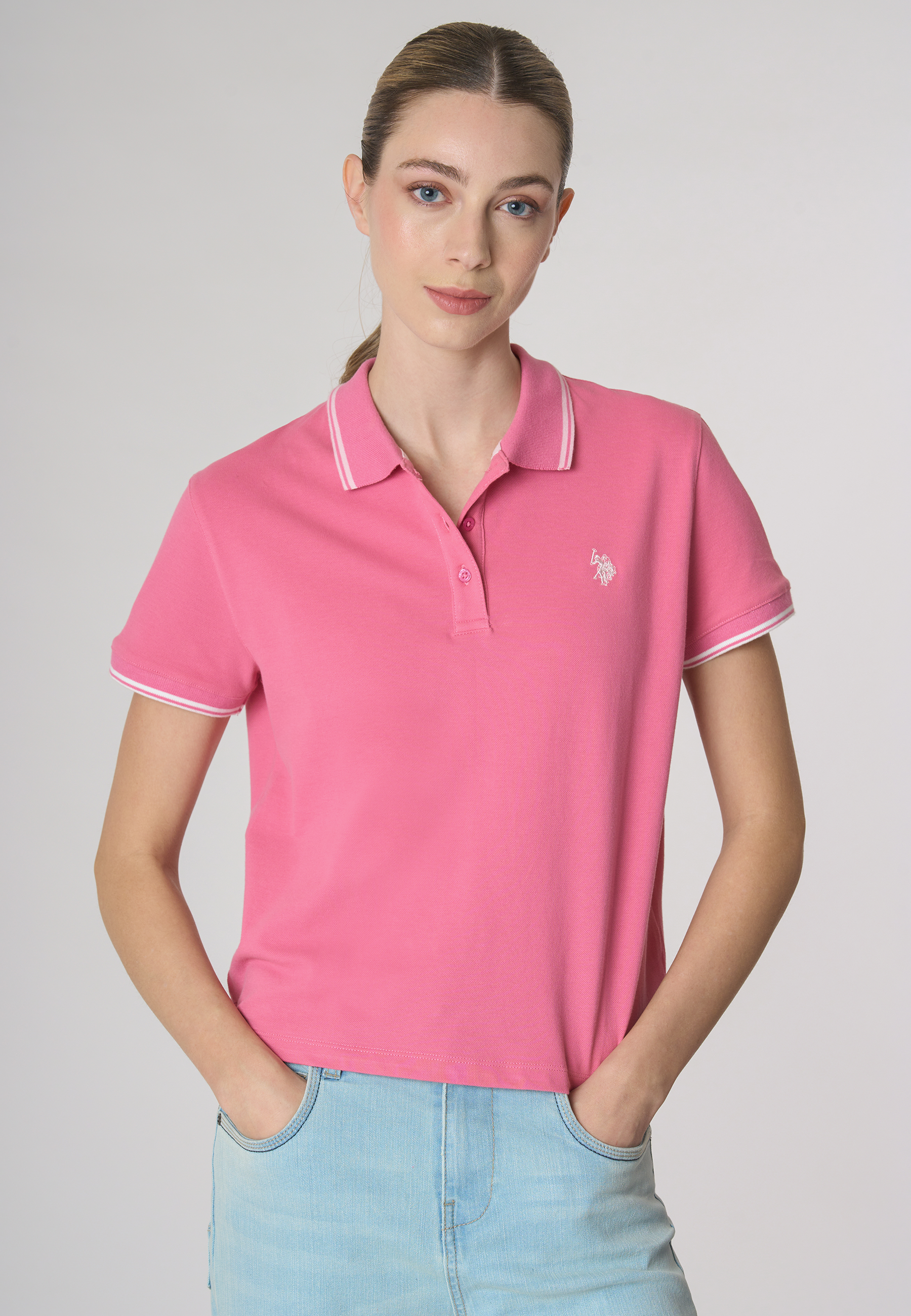 Polo shirt a maniche corte vestibilità regular in cotone micropiquet stretch