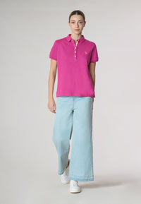 Polo shirt a maniche corte in cotone micropiquet stretch con sottocolletto colorato