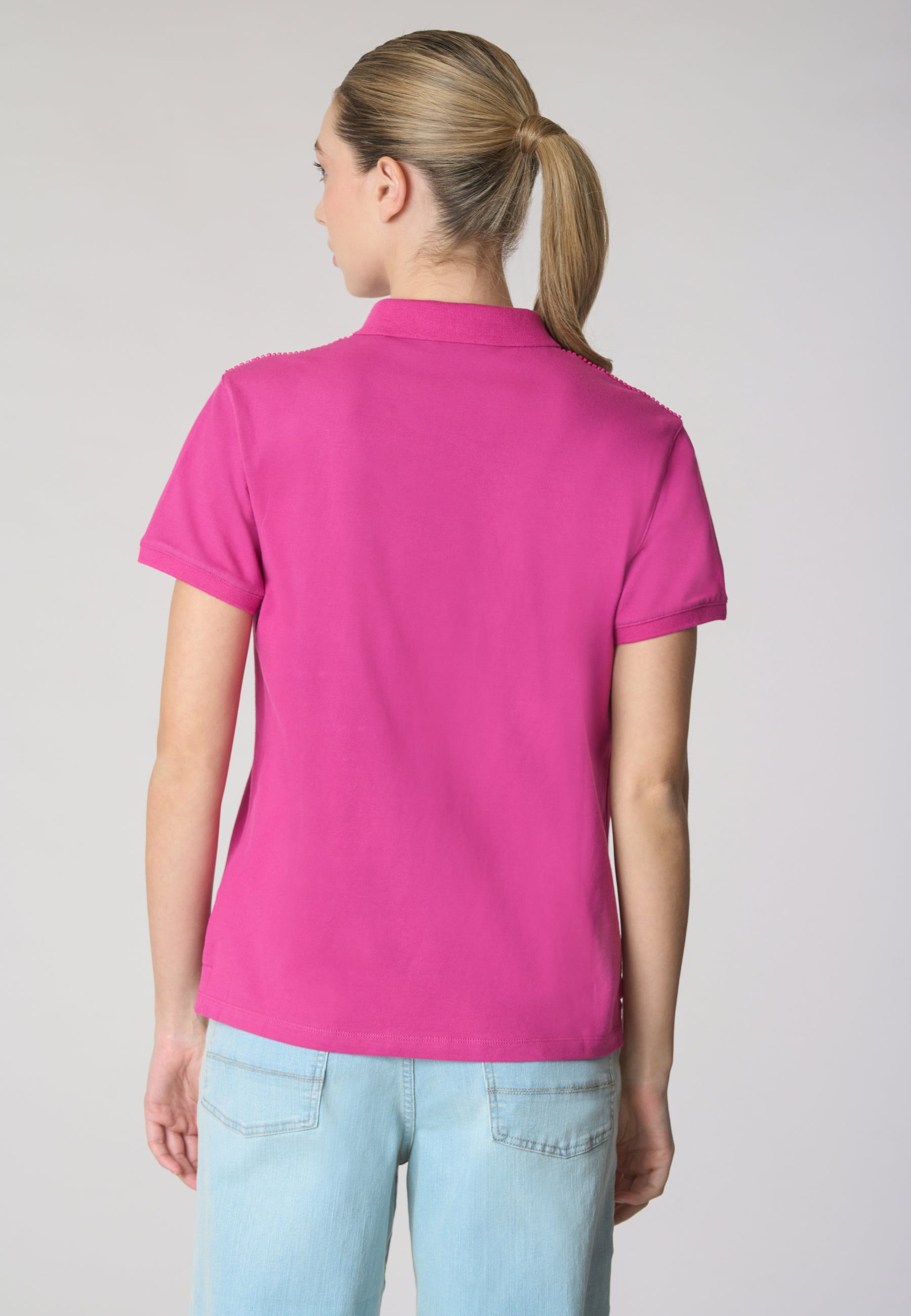 Polo shirt a maniche corte in cotone micropiquet stretch con sottocolletto colorato