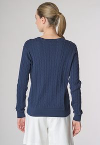 Maglia girocollo a treccia in cotone light