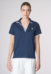 Polo shirt a maniche corte con scollo a V in cotone stretch