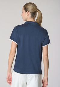Polo shirt a maniche corte con scollo a V in cotone stretch