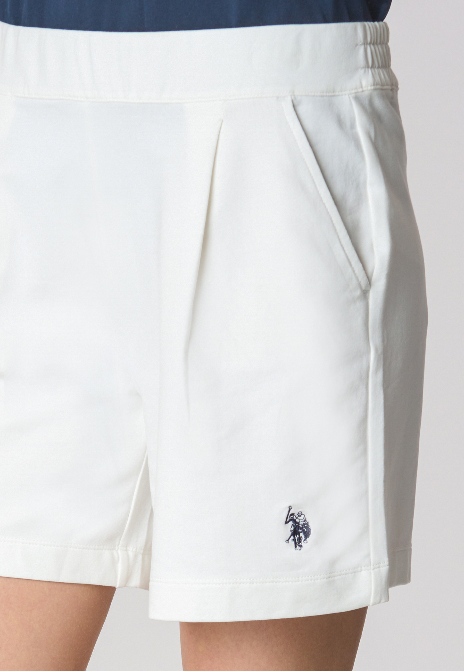 Pantalone corto french terry di felpa in cotone stretch