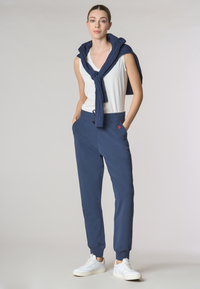 T-shirt smanicata con scollo a V in cotone light jersey