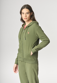 Felpa french terry con cappuccio in cotone light stretch