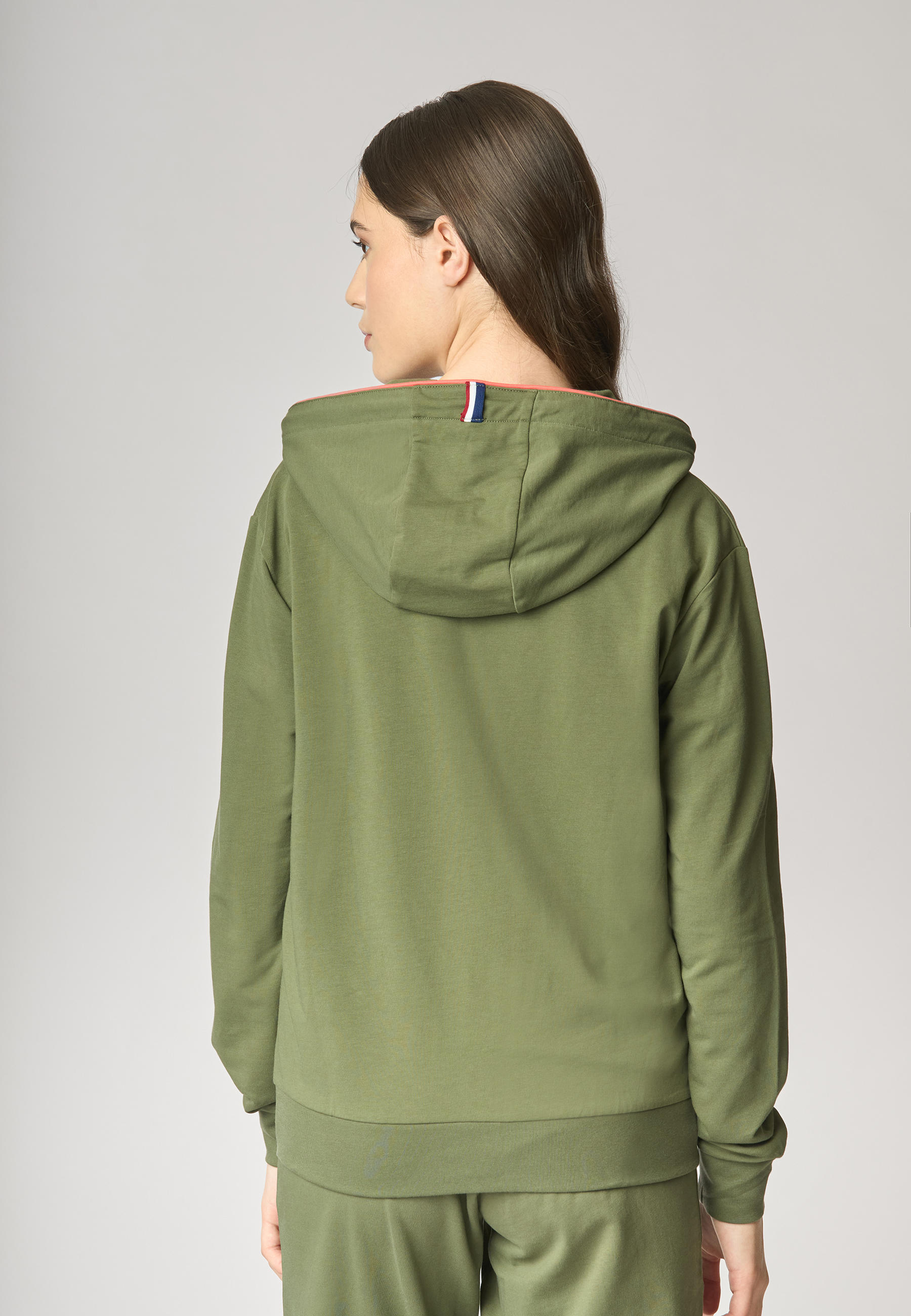 Felpa french terry con cappuccio in cotone light stretch