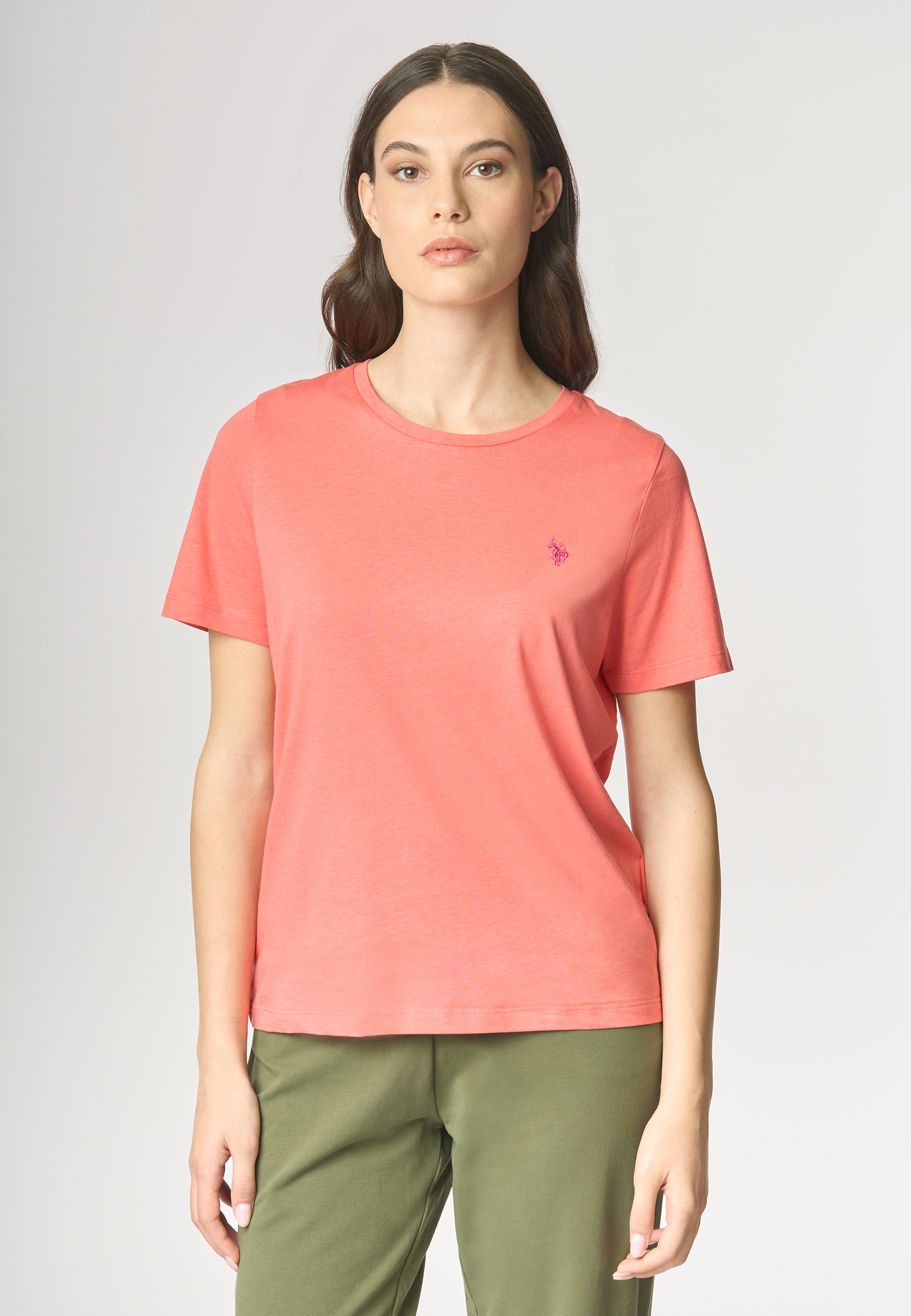 T-shirt girocollo a maniche corte in misto cotone e viscosa premium quality