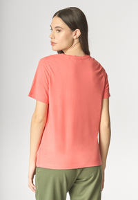 T-shirt girocollo a maniche corte in misto cotone e viscosa premium quality