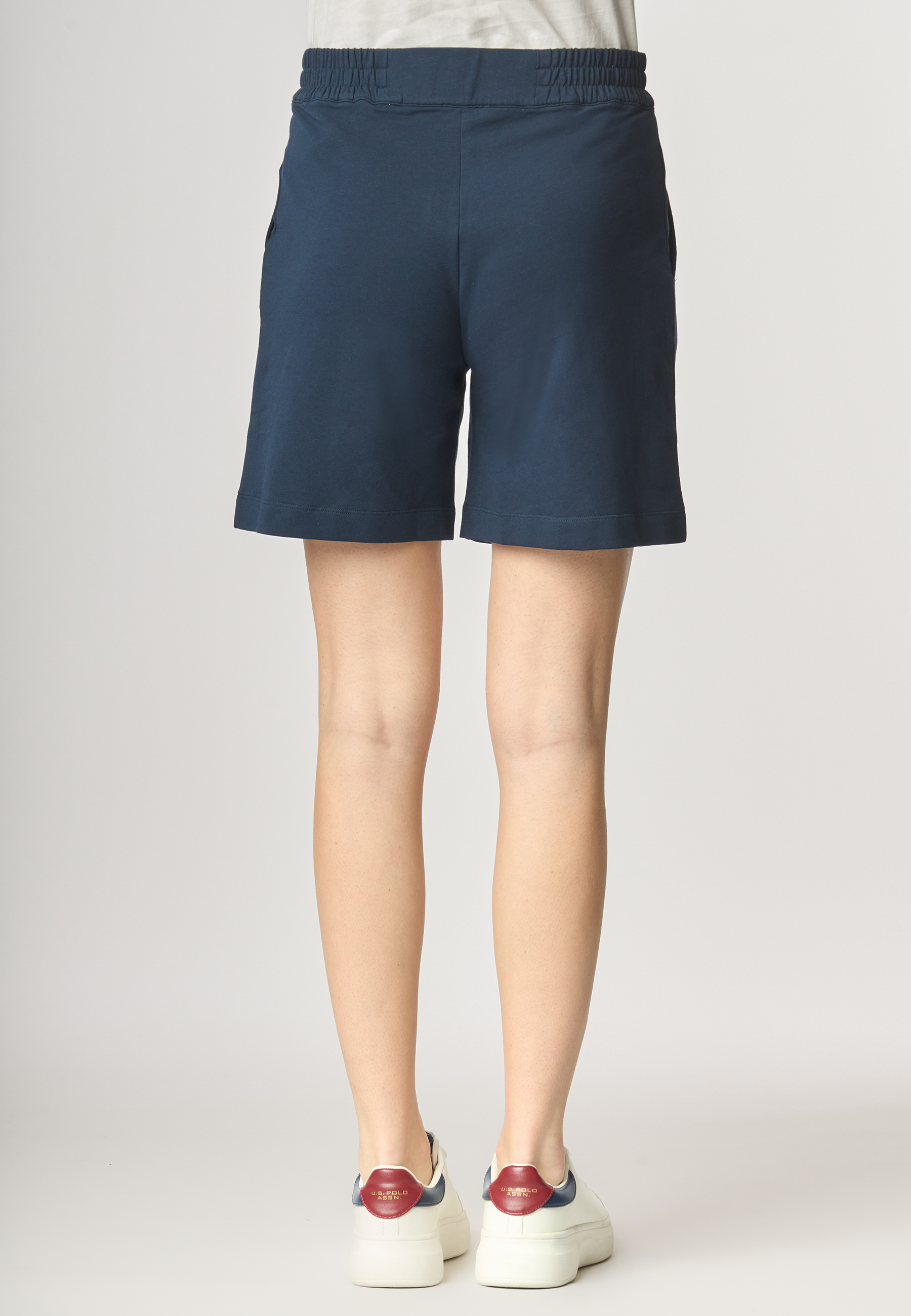 Pantalone corto french terry di felpa in cotone stretch