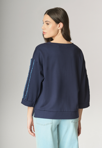 Felpa girocollo punto Milano con manica a 3/4