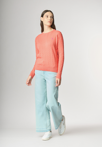 Maglia girocollo a treccia in cotone light