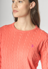 Maglia girocollo a treccia in cotone light