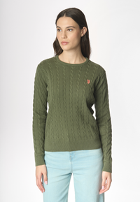 Maglia girocollo a treccia in cotone light