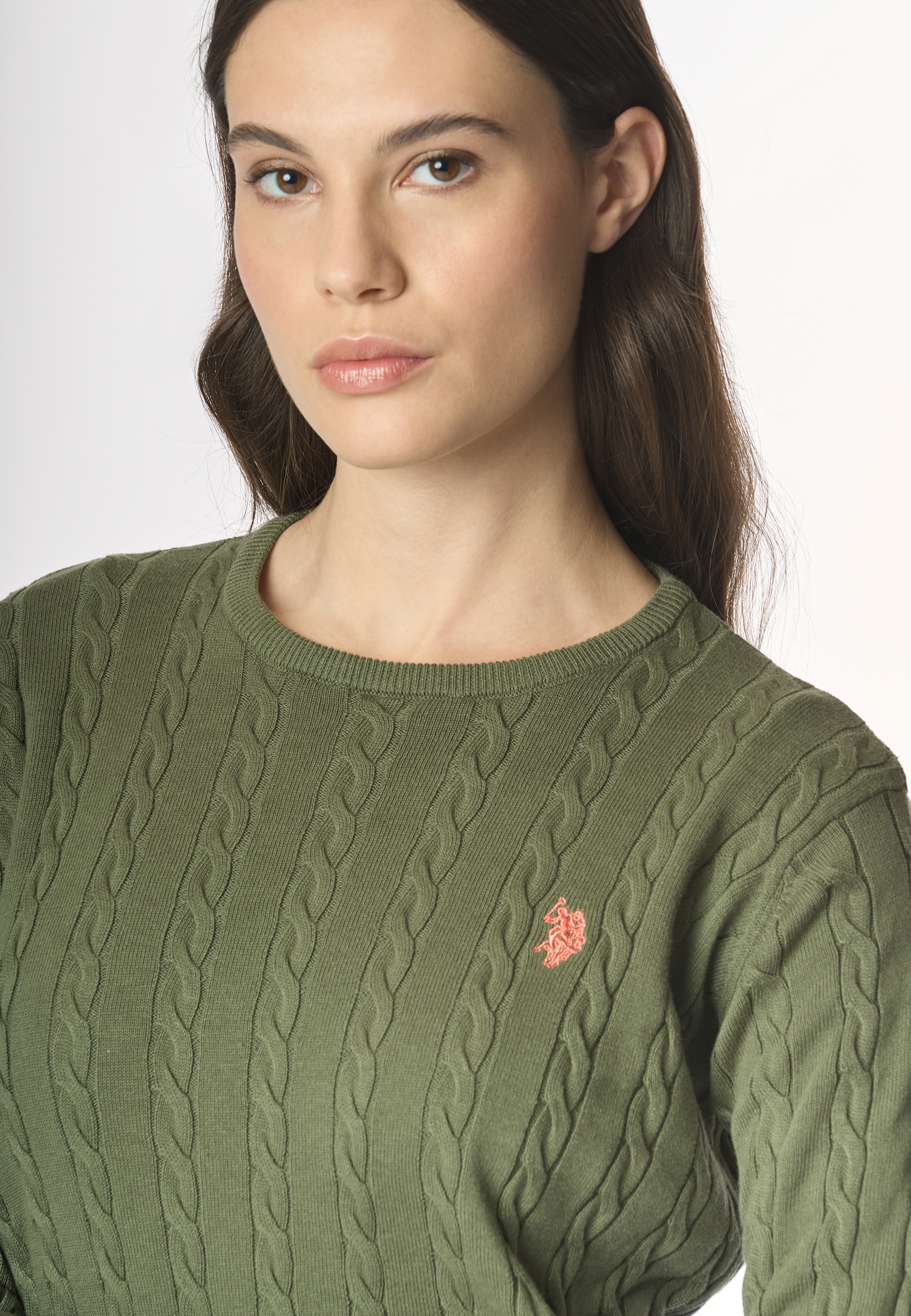 Maglia girocollo a treccia in cotone light