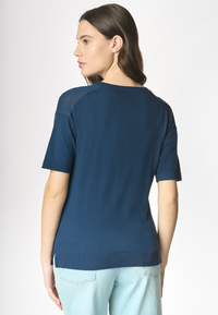 Maglia girocollo a maniche corte in cotone crepe premium quality