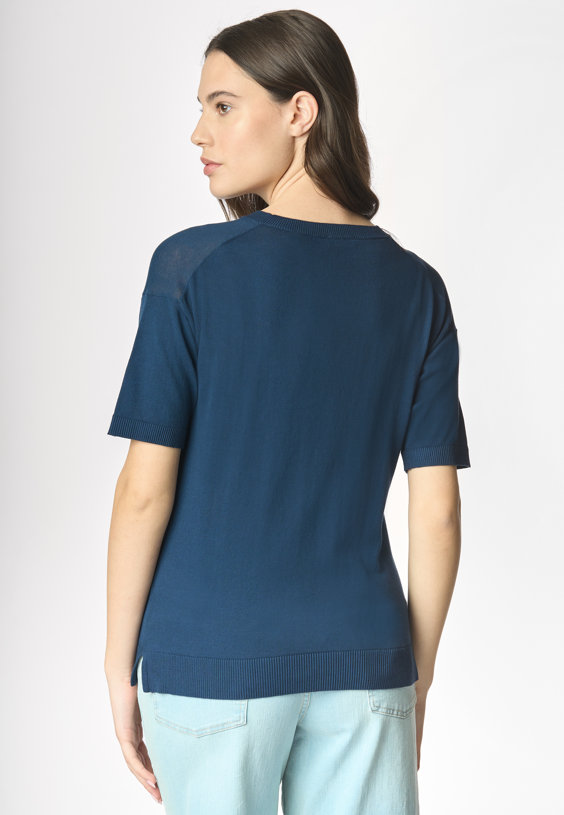 Maglia girocollo a maniche corte in cotone crepe premium quality