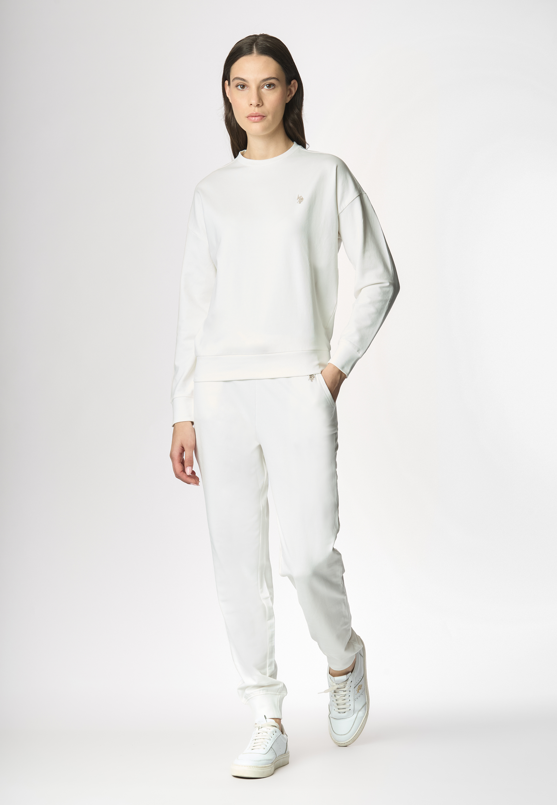 Felpa french terry girocollo in cotone light stretch